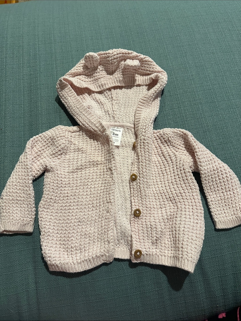 Carter's Light Pink Knit Hooded Cardigan